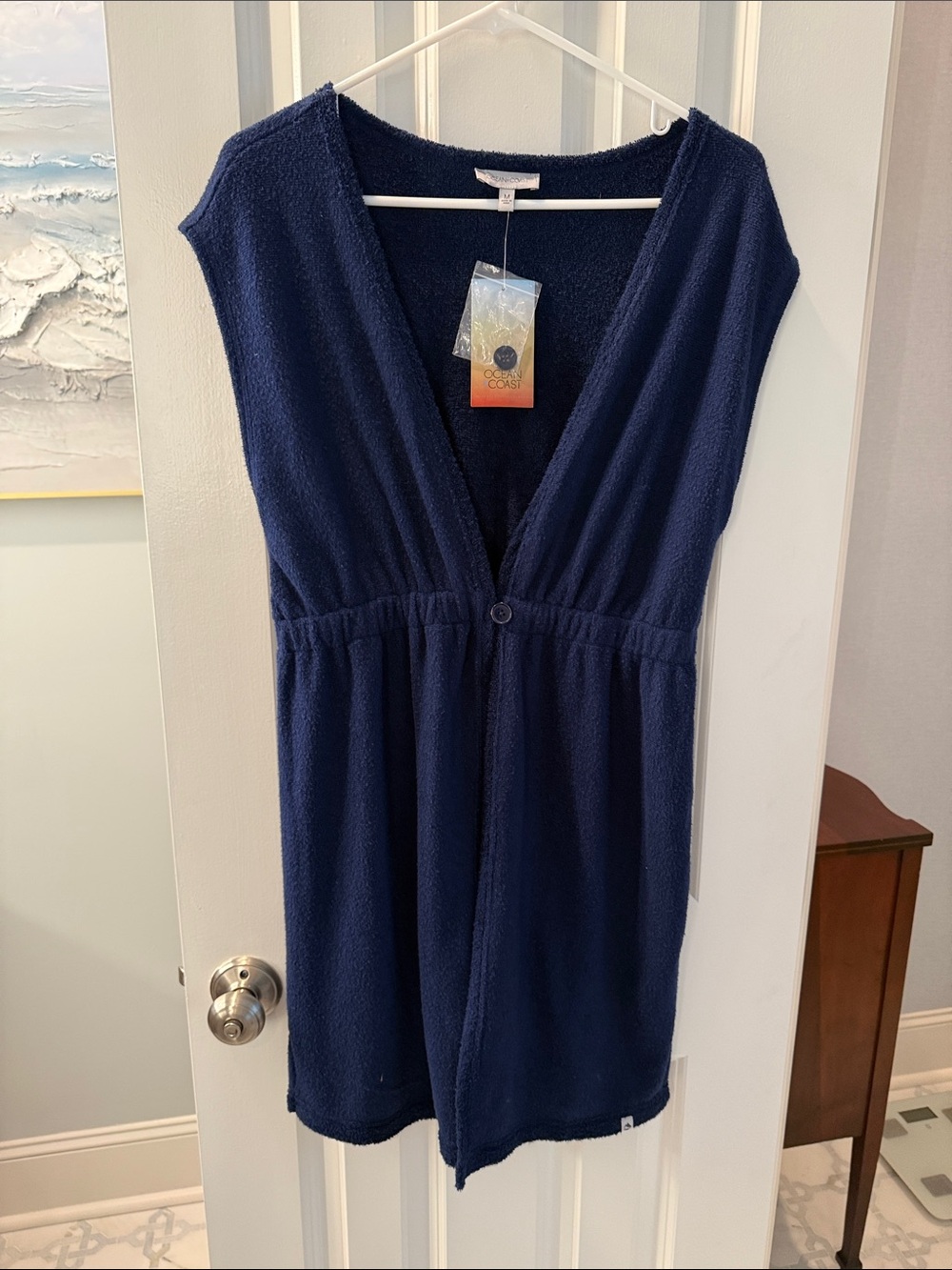 Navy Terry One-Piece beach coverup